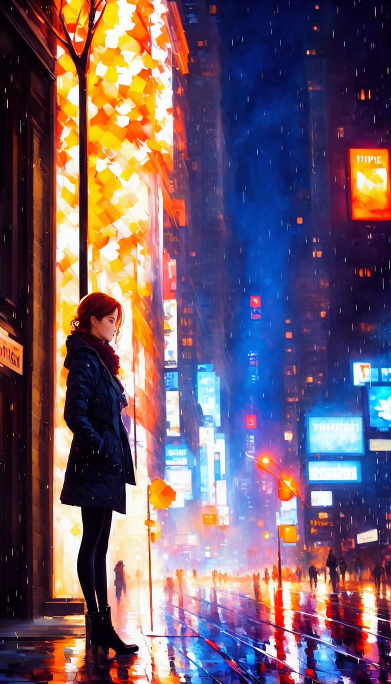 03416-467830659-New York City  in winter in Style by Style-Autumn, a woman by agnes cecile, luminous design, pastel colours, ink drips, autumn l.png